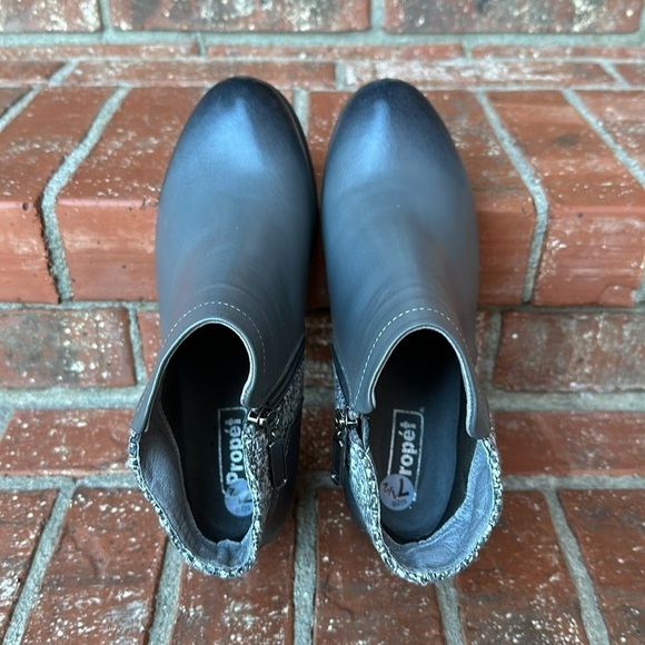 Propét Women's Size 7.5 Charcoal Taneka Full Zip Tweed Accent Leather Ankle Boot - Picture 6 of 7